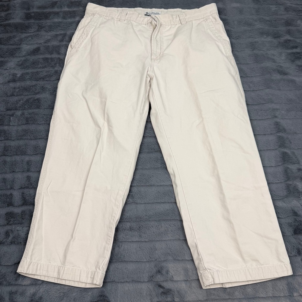 Columbia Women 14 Capri Pants Beige Cotton Canvas Cargo Hiking Crop AL8179